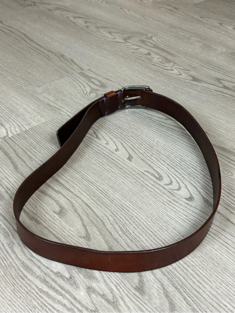 Ted Baker London Brown Leather Belt with Silver Buckle